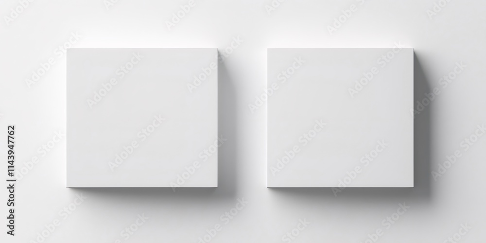 Two blank white square boxes on white background. Two blank white square boxes on white background.
