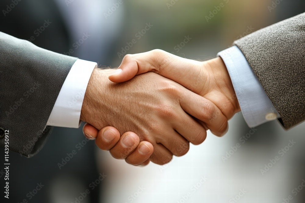 A group of business partners shaking hands after closing a successful deal, both smiling with pride. A group of business partners shaking hands after closing a successful deal, both smiling with pride.