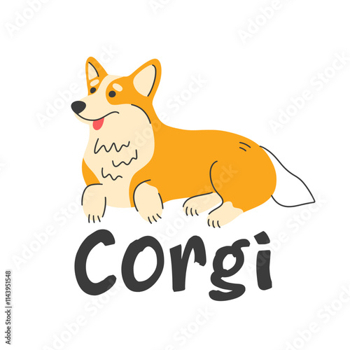 Cute welsh corgi dog smiling pet vector cartoon