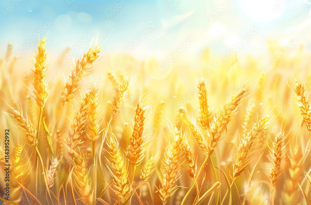 Golden wheat field at sunny day. Golden wheat field at sunny day.