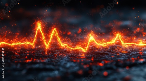 Wallpaper Mural Fiery energy pulse, abstract fire line on dark surface. Torontodigital.ca