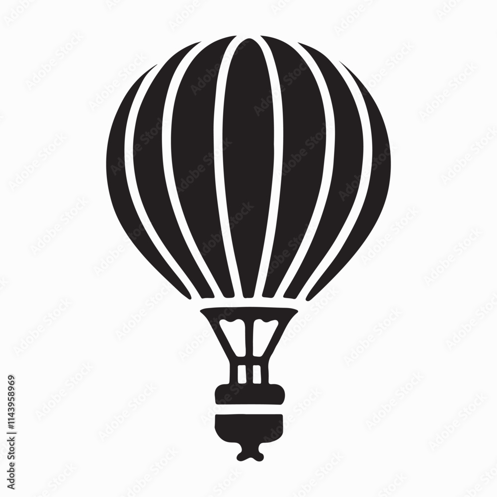 Classic Black Silhouette Hot Air Balloon Vector Graphic Classic Black Silhouette Hot Air Balloon Vector Graphic