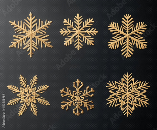 golden snowflakes on a black background