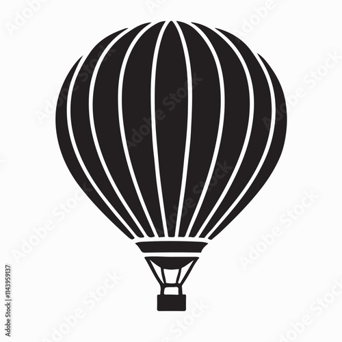 Classic Black Silhouette Hot Air Balloon Vector Graphic