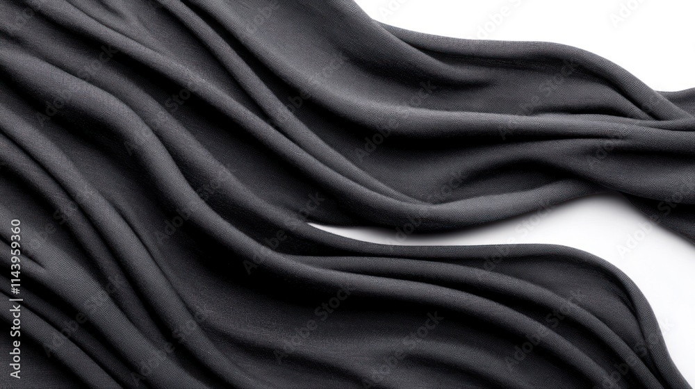 Obraz premium Flowing gray fabric on a white background.