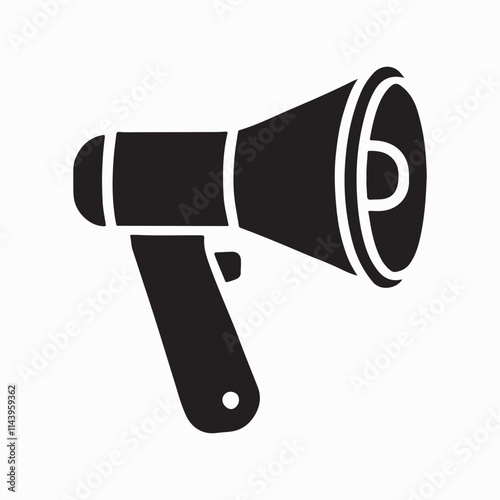 Vector Silhouette Illustration of a Handheld Megaphone for Loud Announcements