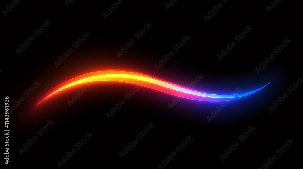 Abstract vibrant light wave, red and blue glowing neon streak on black background. Abstract vibrant light wave, red and blue glowing neon streak on black background.