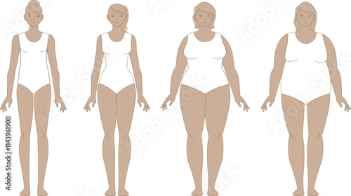 Various female body types. Women figures and shapes.