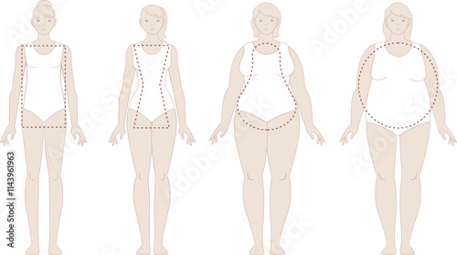 Various female body types. Women figures and shapes.