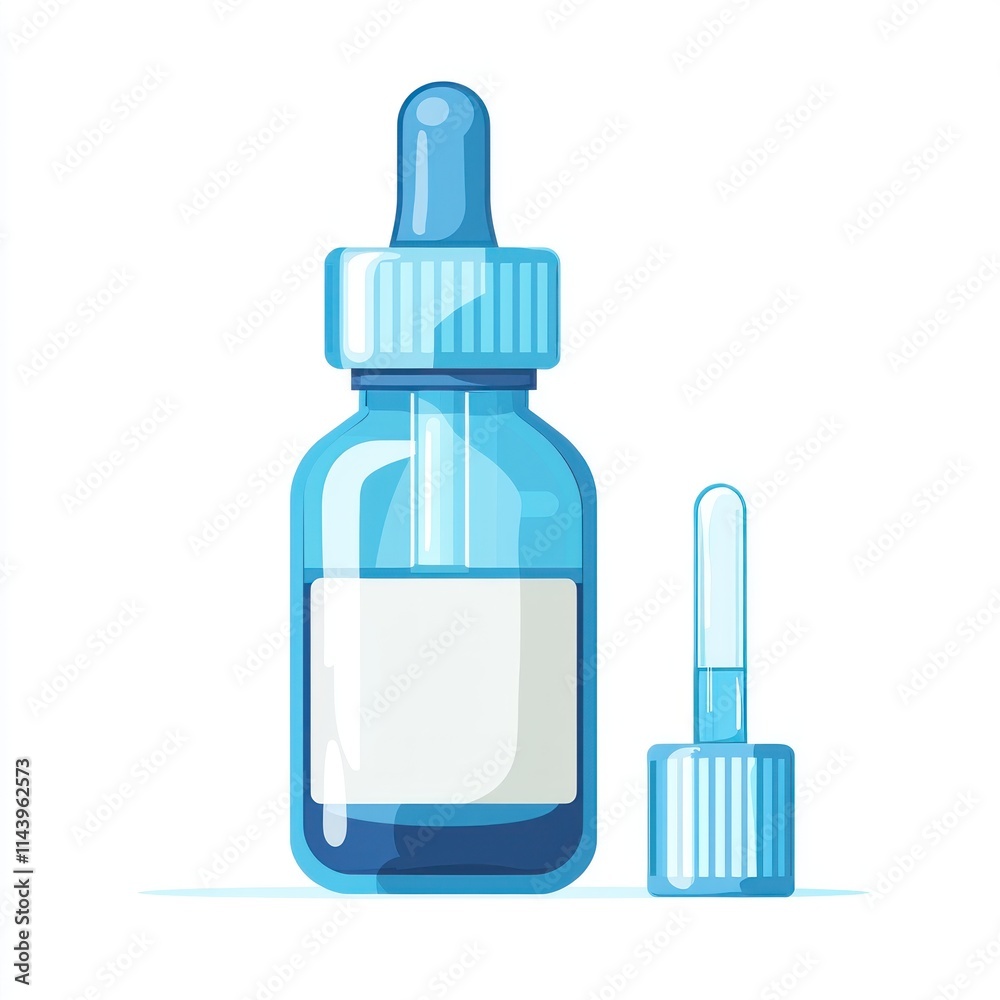 Blue Glass Dropper Bottle with Transparent Pipette for Cosmetic or Medical Use, Isolated on White Background, Ideal for Essential Oils or Serums Blue Glass Dropper Bottle with Transparent Pipette for Cosmetic or Medical Use, Isolated on White Background, Ideal for Essential Oils or Serums