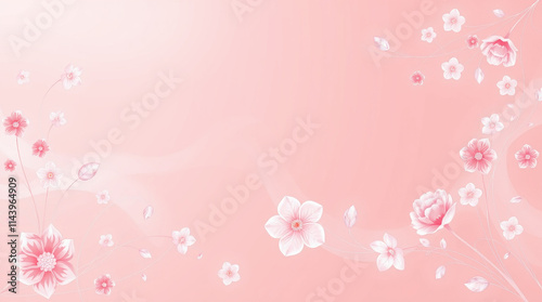 Stylized Pink and White Flowers on a Pink Background