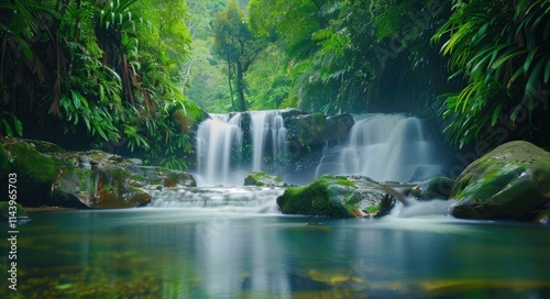 Peaceful Stream: Captivating Waterfall in Daintree National Park Forest photo