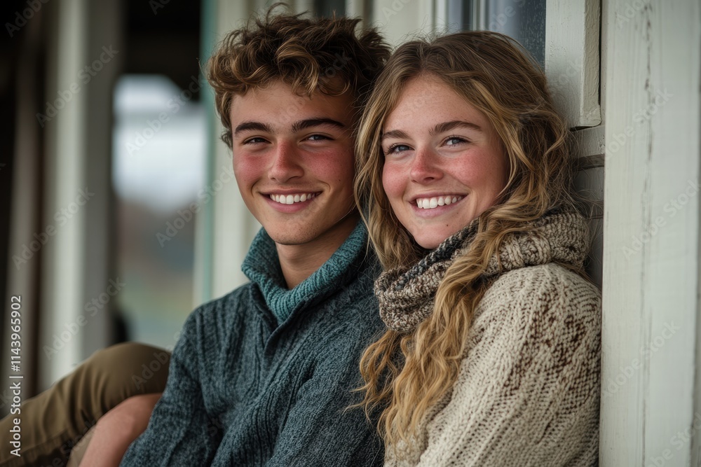 An elderly couple sits on a balcony, smiling at the view and enjoying their peaceful coexistence. An elderly couple sits on a balcony, smiling at the view and enjoying their peaceful coexistence.