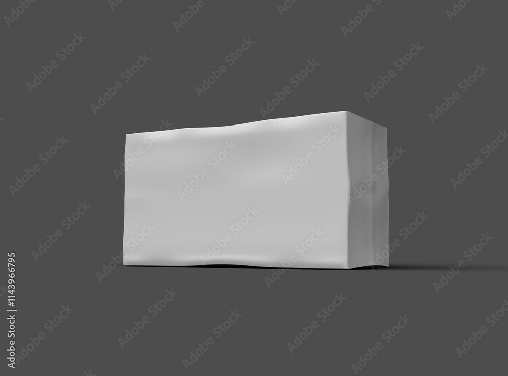Rendered image of a white rectangular dented box on a dark background Rendered image of a white rectangular dented box on a dark background