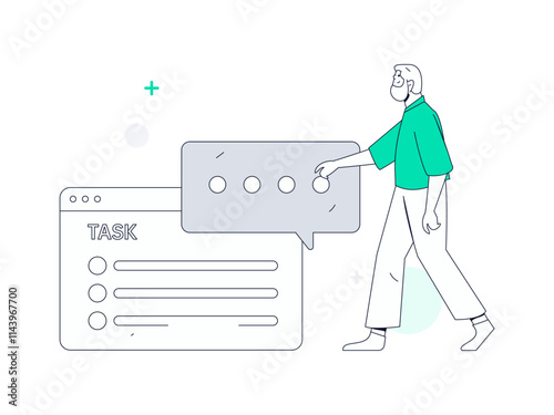Wallpaper Mural Flat vector illustration of business people operating work scene
 Torontodigital.ca