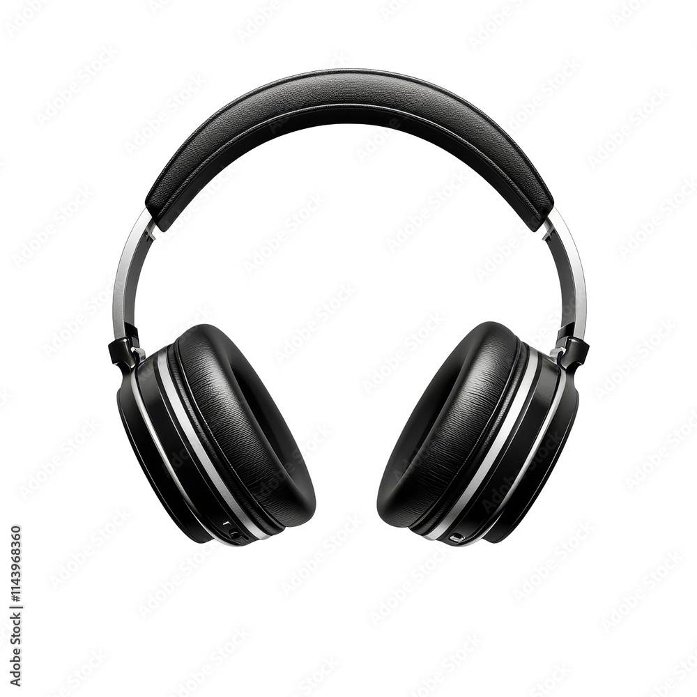Stylish black headphones with sleek design and shadow effects on a light background, black headphones, file of isolated object with shadow on transparent background Stylish black headphones with sleek design and shadow effects on a light background, black headphones, file of isolated object with shadow on transparent background