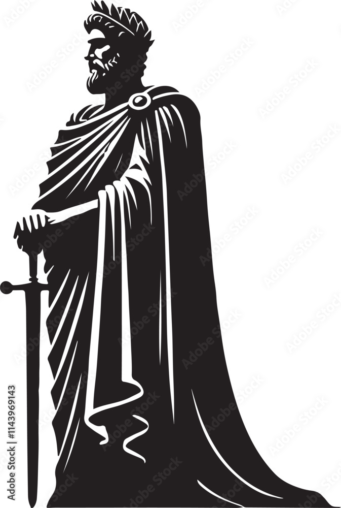 Naklejka premium Stoic King Vector Illustration