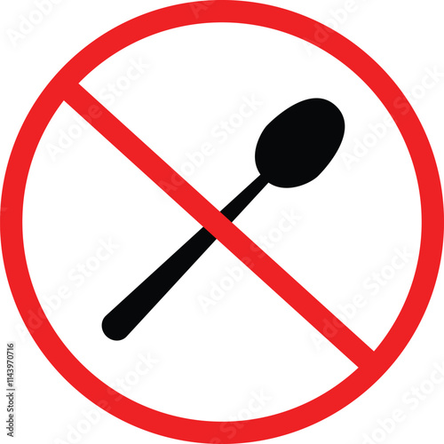 no spoons icon. spoon icon with red prohibit sign. flat style.
