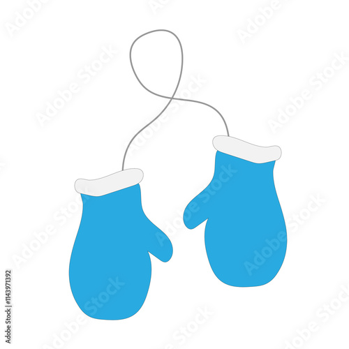 mittens are blue on a white background ,