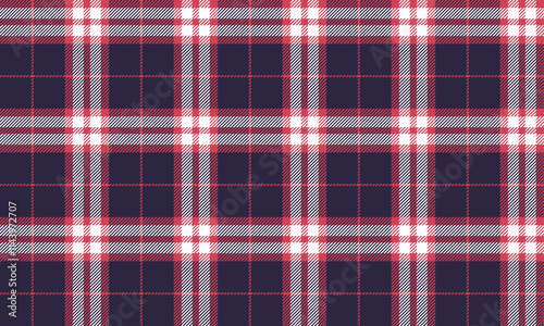 Plaid fabric pattern, purple, pink, white, seamless cross line pattern for textile, and for designing clothes, skirts or decorative fabric. Vector illustration.