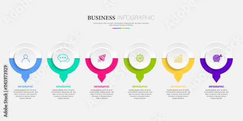 Business infographic element with 6 options, steps, number vector template design