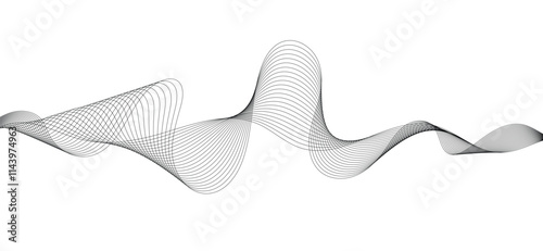 Smooth flowing dynamic wave lines isolated on white background. Technology, digital, communication, science, music concept vector background illustration