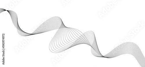 Smooth flowing dynamic wave lines isolated on white background. Technology, digital, communication, science, music concept vector background illustration