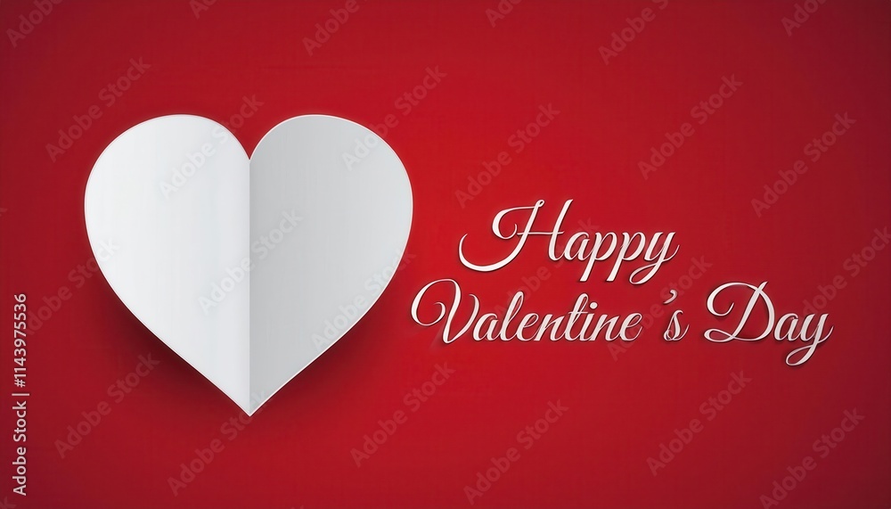 Elegant White Heart on Vibrant Red Background with Elegant White Heart on Vibrant Red Background with