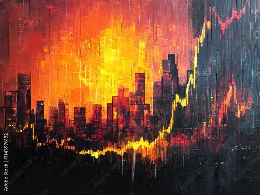 Obraz premium Stock market bar chart showing price volatility