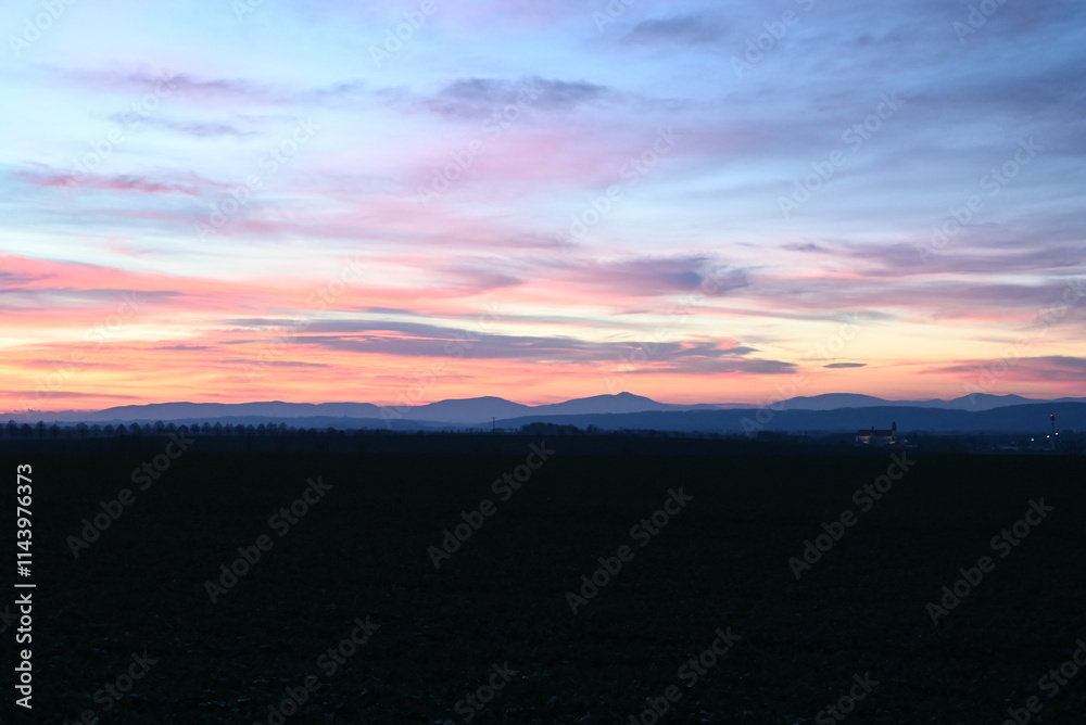 Fototapeta premium beautiful sunset in the Czech mountains
