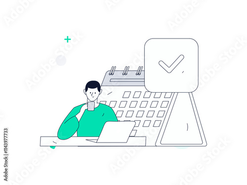 Flat vector illustration of business people operating work scene
