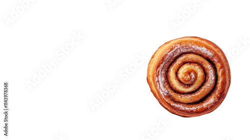 Delicious Freshly Baked Cinnamon Roll Perfect for Breakfast or Dessert with Irresistible Aroma and Warm Comfort. photo