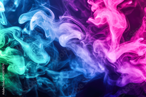 Vibrant multicolored smoke in motion creating abstract patterns