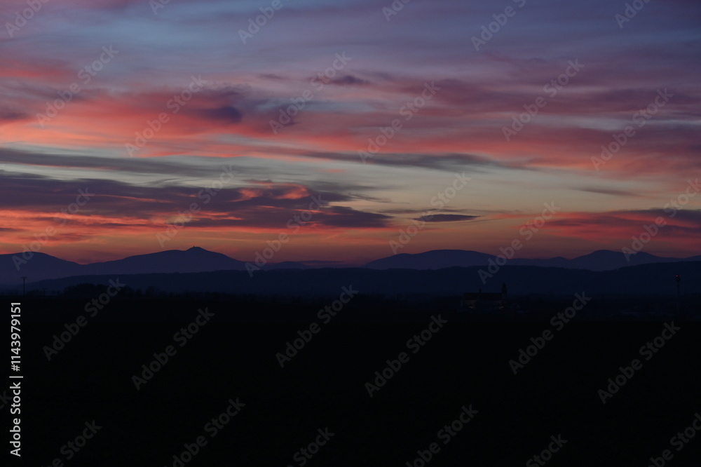 beautiful sunset in the Czech mountains beautiful sunset in the Czech mountains