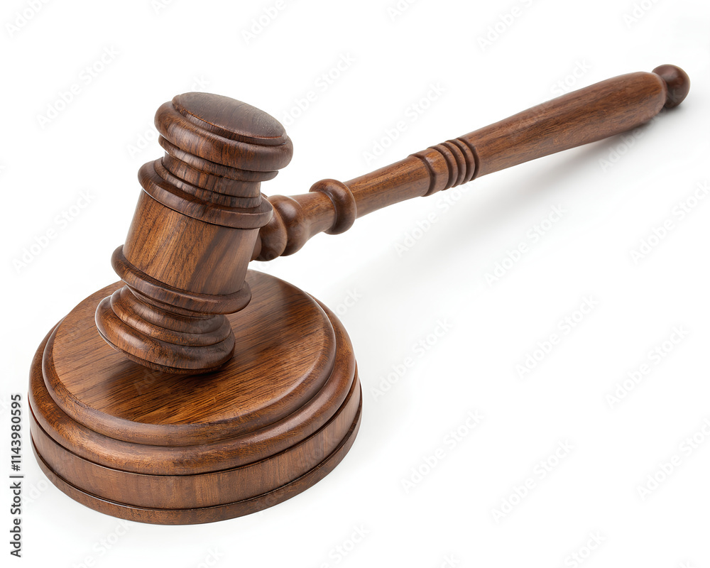 Wooden judge's gavel. cut out, on isolated white background, Clipping path Wooden judge's gavel. cut out, on isolated white background, Clipping path