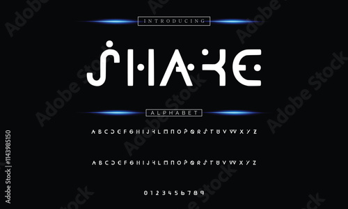 Modern techno font, futuristic line type of english alphabet letters and numbers. Minimal tech typeface vector typography. Future technology digital abc characters font, modern double line symbols