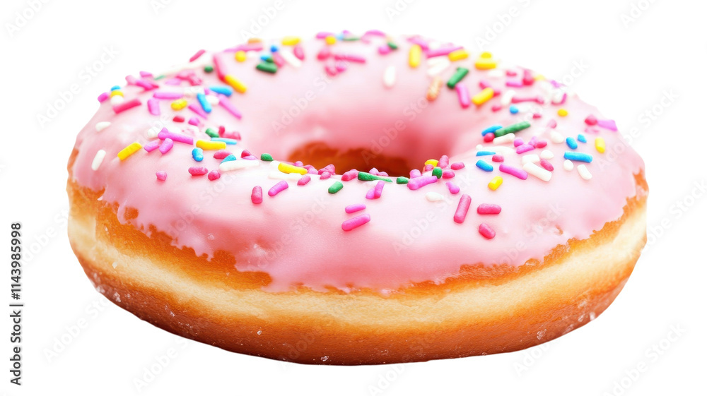 Delicious Freshly Made Donut Topped with Pink Frosting Perfect for Dessert Menus, Social Media Posts, and Sweet Treat Promotions. Delicious Freshly Made Donut Topped with Pink Frosting Perfect for Dessert Menus, Social Media Posts, and Sweet Treat Promotions.