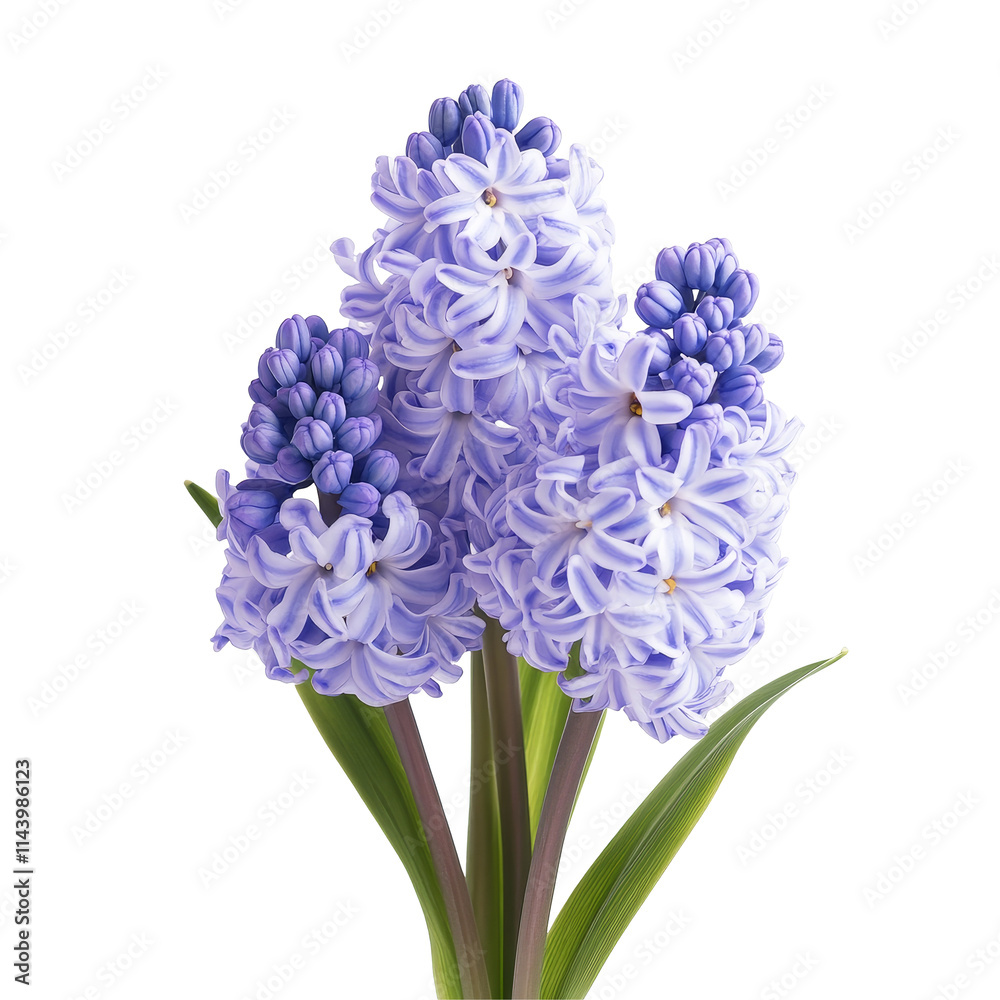 Obraz premium Stunning hyacinth flower bouquet featuring vibrant purple blooms against a clean transparent backdrop, Hyacinth Flowers Floral Bouquets flowers with transparent background
