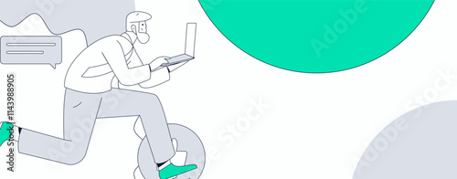 Flat vector illustration of business people operating work scene
