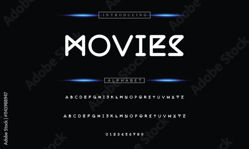 Modern techno font, futuristic line type of english alphabet letters and numbers. Minimal tech typeface vector typography. Future technology digital abc characters font, modern double line symbols