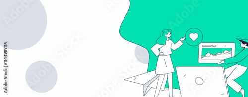 Flat vector illustration of business people operating work scene
