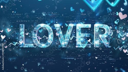 LOVER text on a blue background