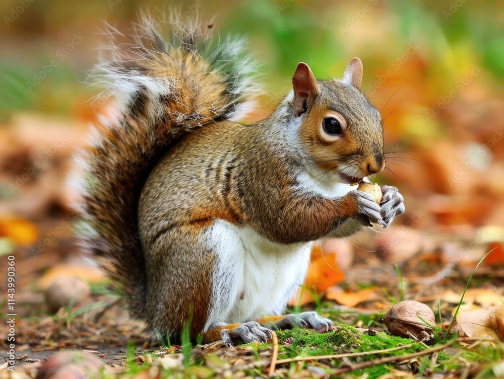 Squirrel Eating. Cute Rodent Mammal Enjoying a Nut in Natural Wildlife Habitat Squirrel Eating. Cute Rodent Mammal Enjoying a Nut in Natural Wildlife Habitat