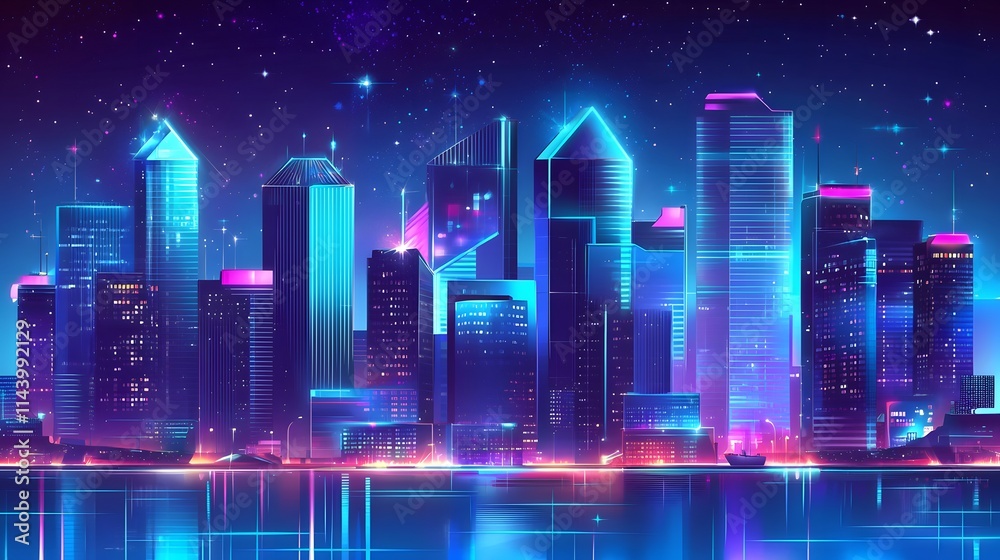 A vibrant cityscape skyline at sunset, with gleaming skyscrapers reflecting the warm hues of the sky A vibrant cityscape skyline at sunset, with gleaming skyscrapers reflecting the warm hues of the sky