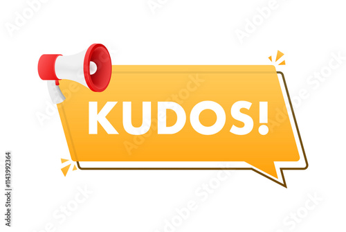 Kudos message with megaphone making an announcement