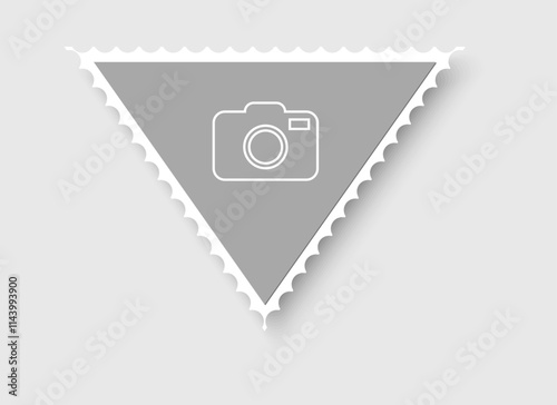 Postage stamp frame. Empty border template for postcards and letters. Blank triangle postage stamp with perforated edge.