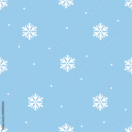 Seamless pattern with snowflakes on blue sky background vector.