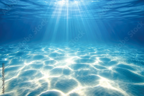 Sunlight streaming underwater creating serene ocean atmosphere