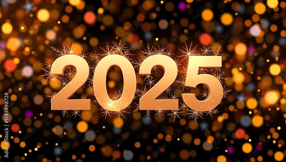 Golden Two Thousand Twenty Five New Year Sparkler Display Golden Two Thousand Twenty Five New Year Sparkler Display