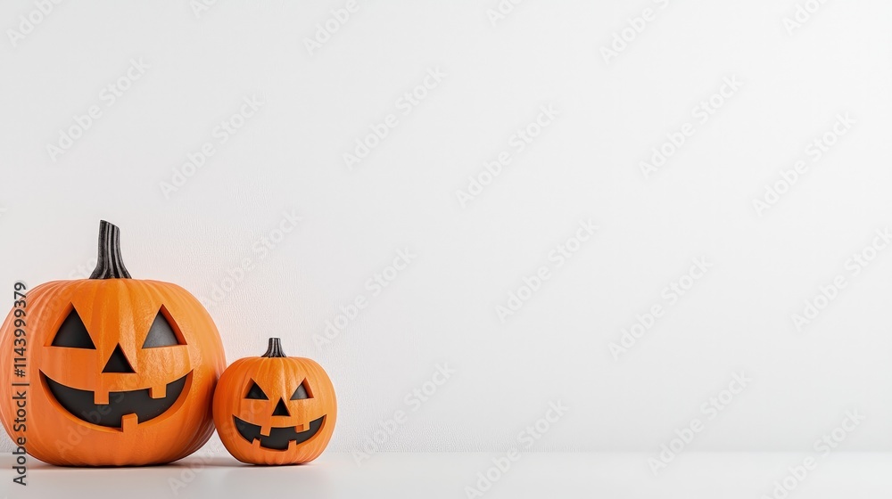 Two jack-o'-lanterns on white background. Two jack-o'-lanterns on white background.